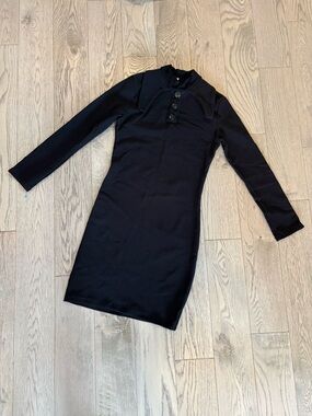 Black Long-Sleeve Ribbed Bodycon Women’s Dress